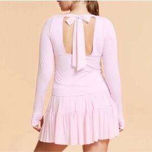 Bloglilates Pink Love Story Bow Long Sleeve Shirt Size Large NEW